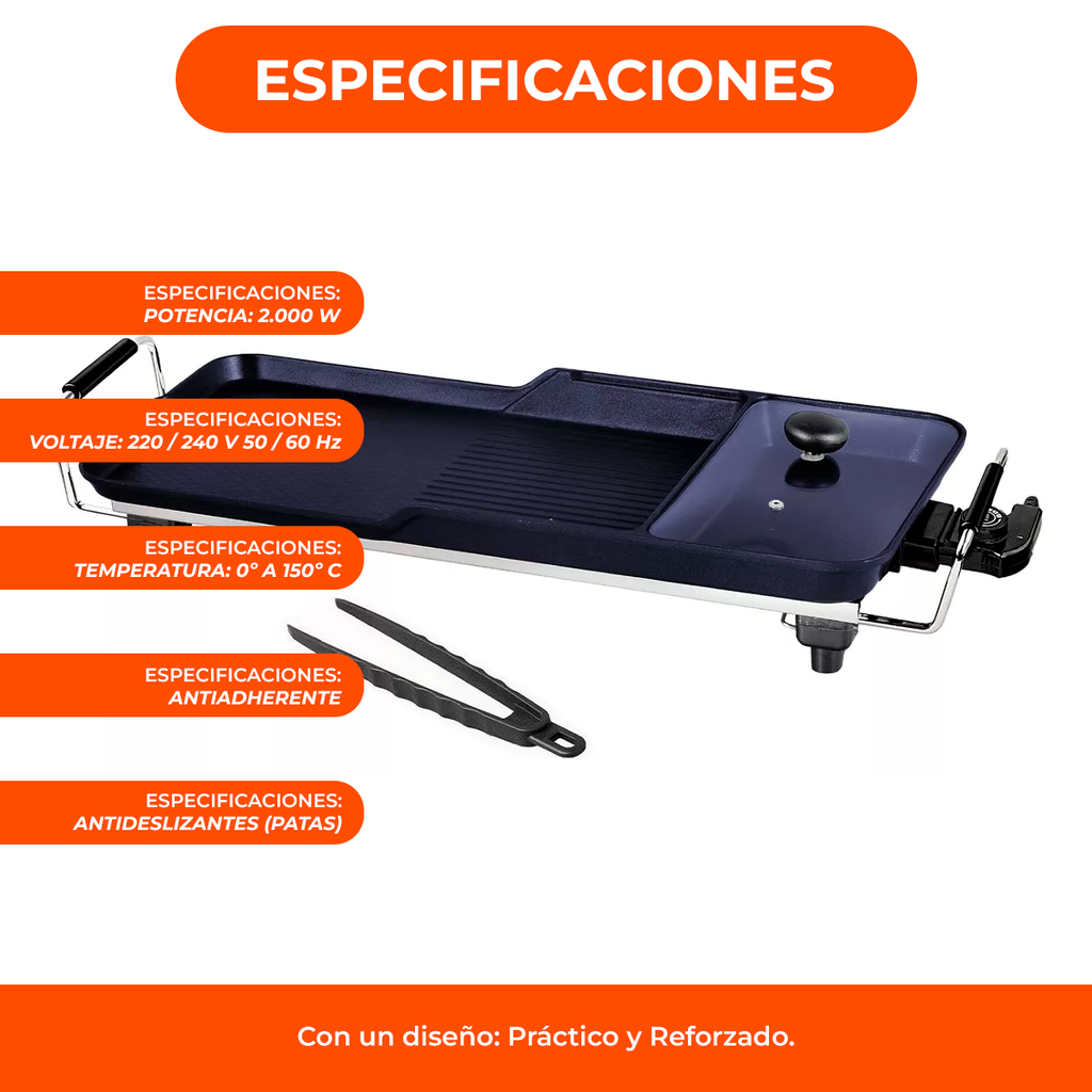 Parrilla eléctrica 220V - 240V negra