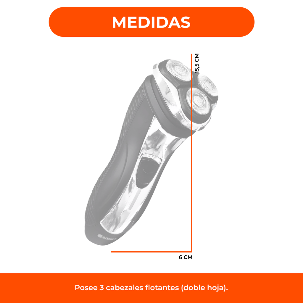 Afeitadora Eléctrica Maquina Afeitar Recargable Suzika 3 Cab