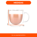 Taza De Cafe Te 230ml Vidrio Con Asa Doble Capa Infusiones