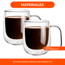 Taza Doble Vidrio 250 Cc Con Aza Agua Cafe Infusiones