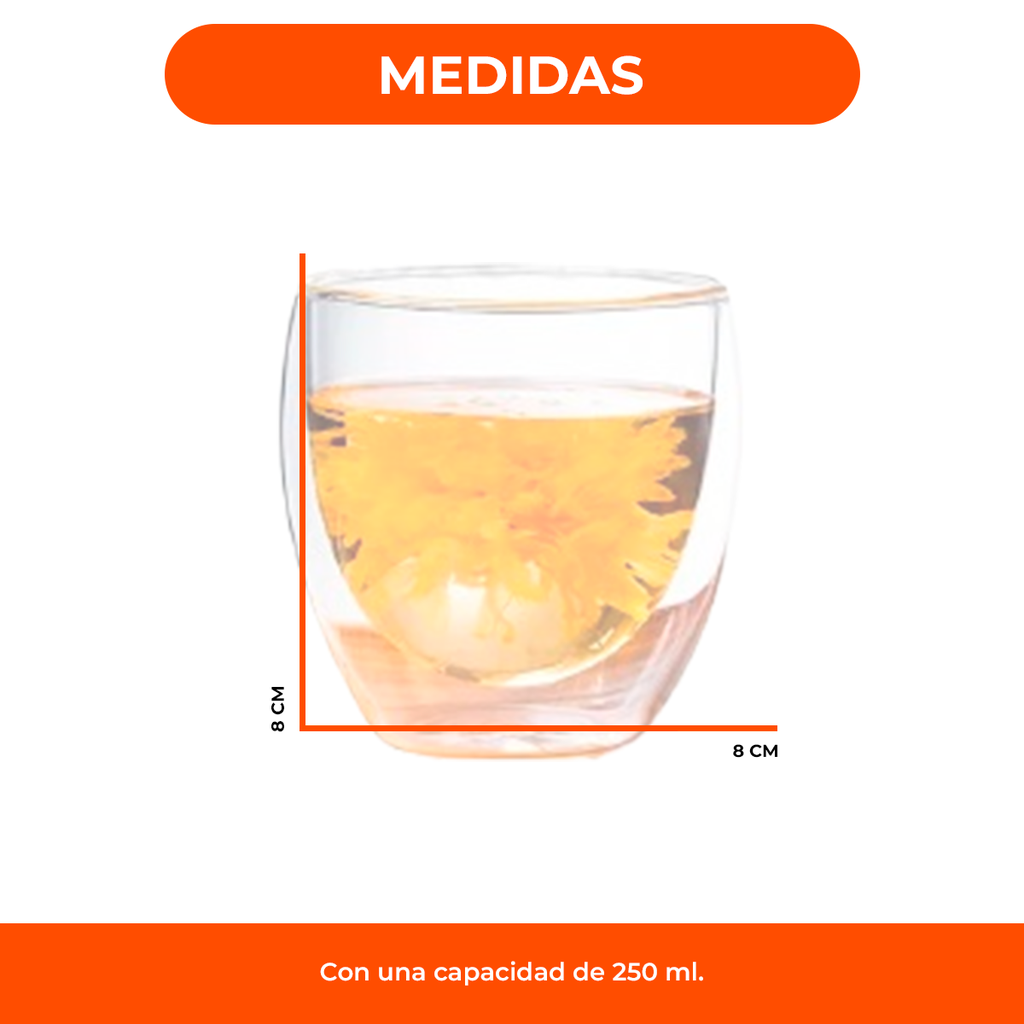 Vaso Doble Vidrio Transparente 250 Cc Cafe Agua Vino.