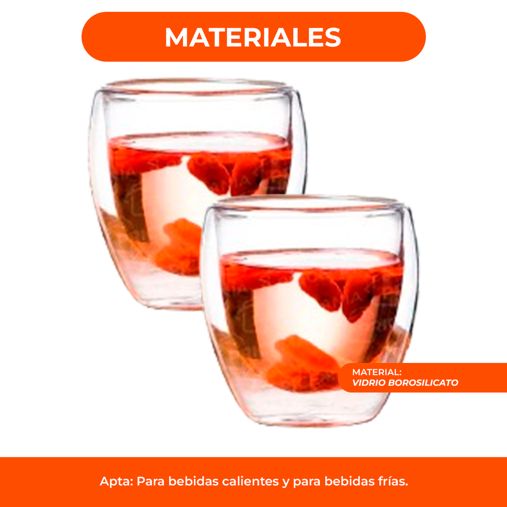 Vaso Taza De Cafe Te 180ml Vidrio Doble Capa Infusiones