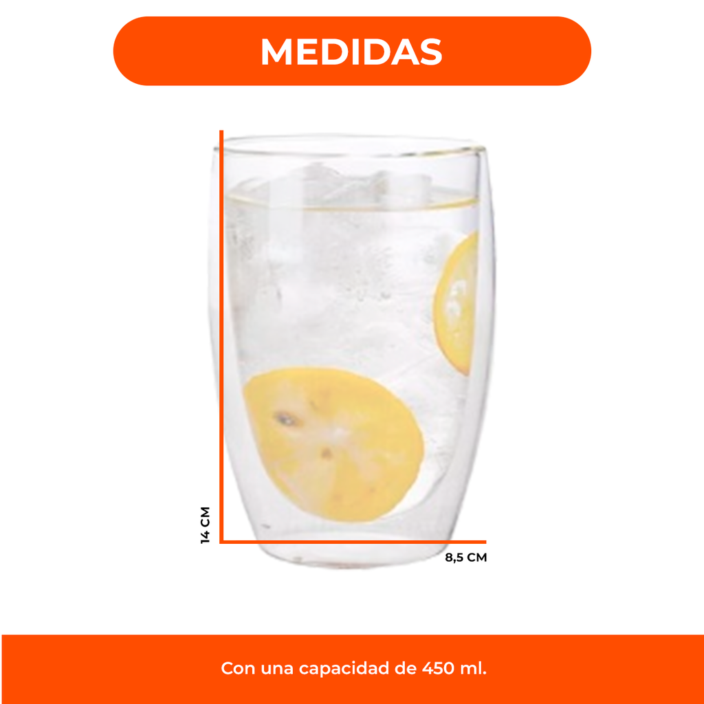 Vaso Doble Vidrio 450ml