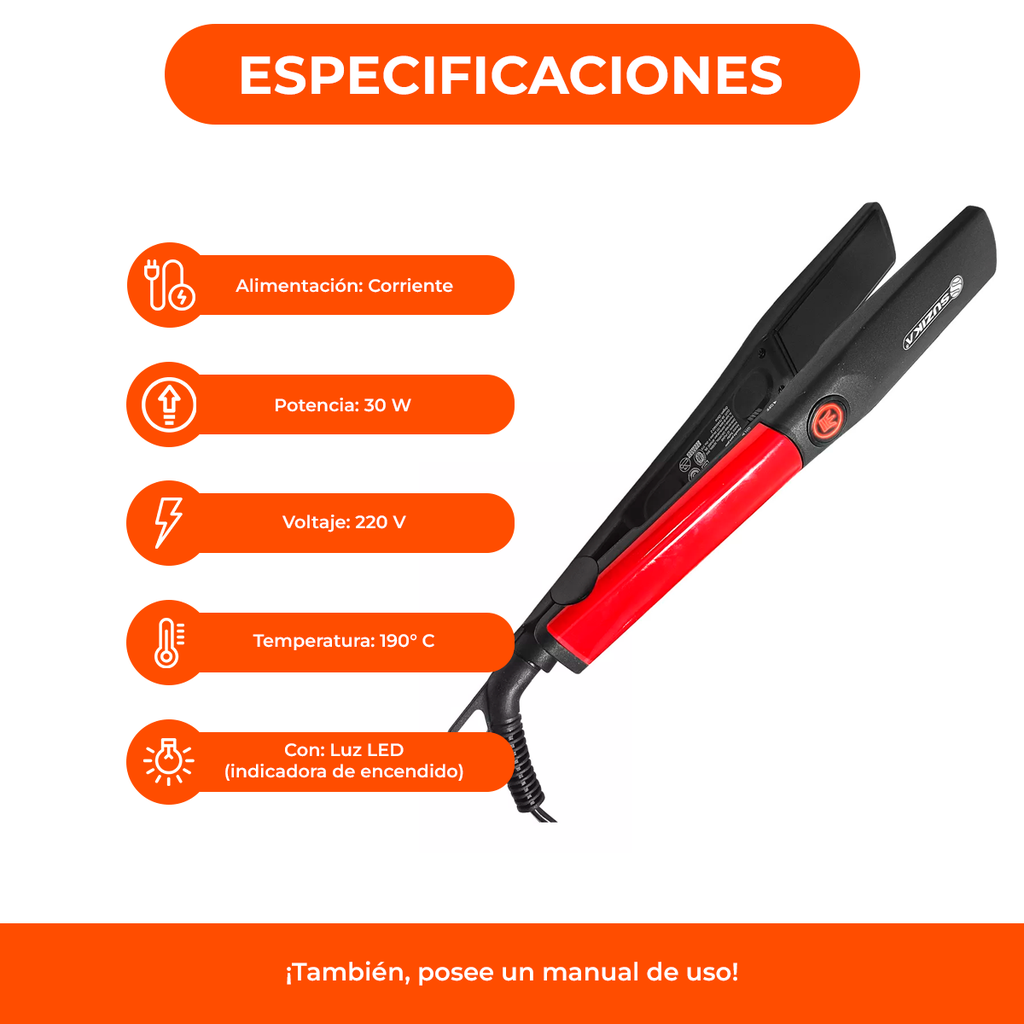 Plancha De Pelo Planchita Para Pelo Cabello 30w Suzika Pl048