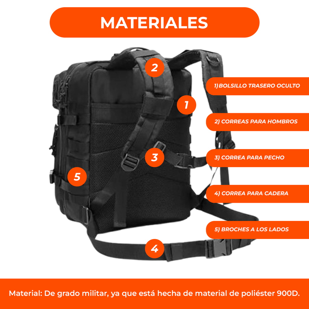 Mochila Camping Tactica Militar Viaje Mochilero Trekking