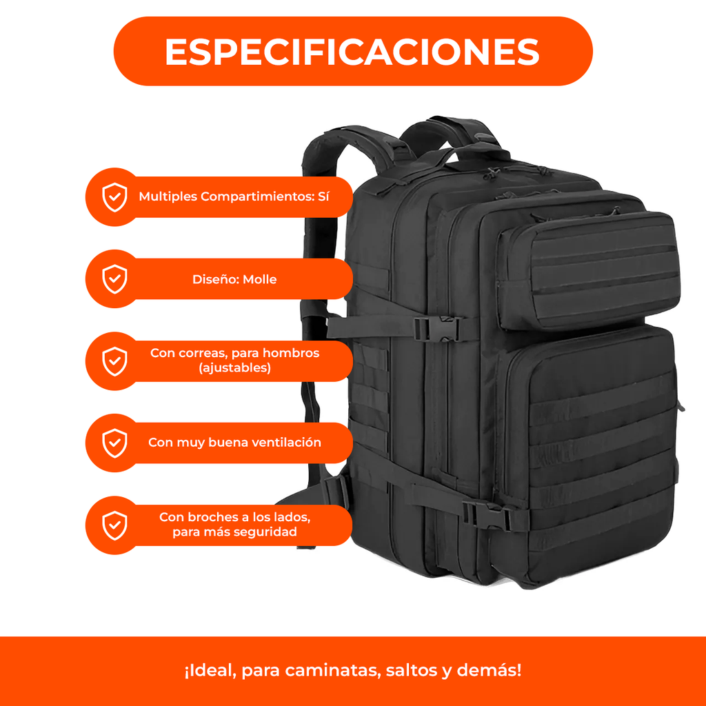 Mochila Camping Tactica Militar Viaje Mochilero Trekking