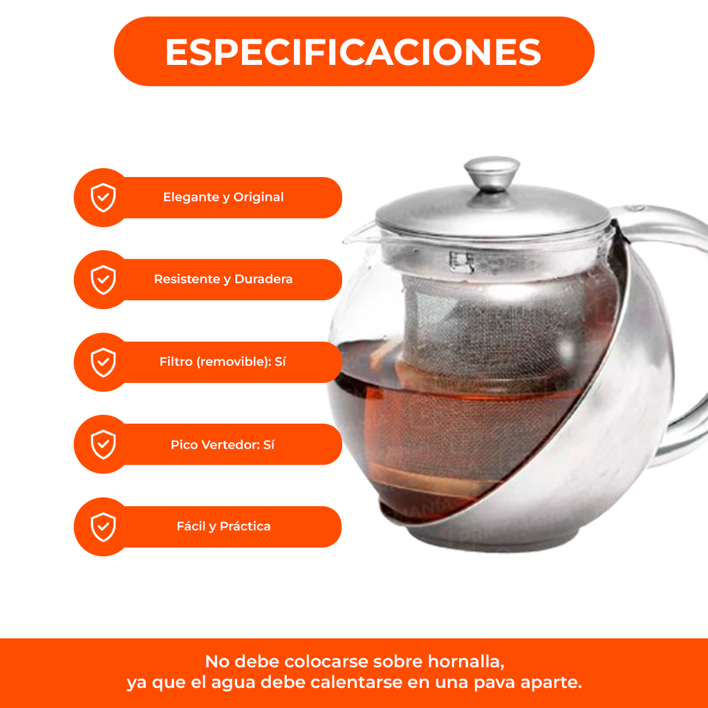 Tetera Acero Inoxidable Infusiones Calientes