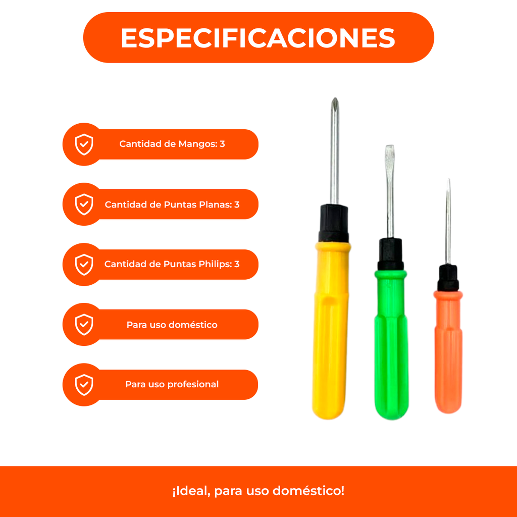 Juego Kit Set Destornillador 3 Piezas Profesional Economico