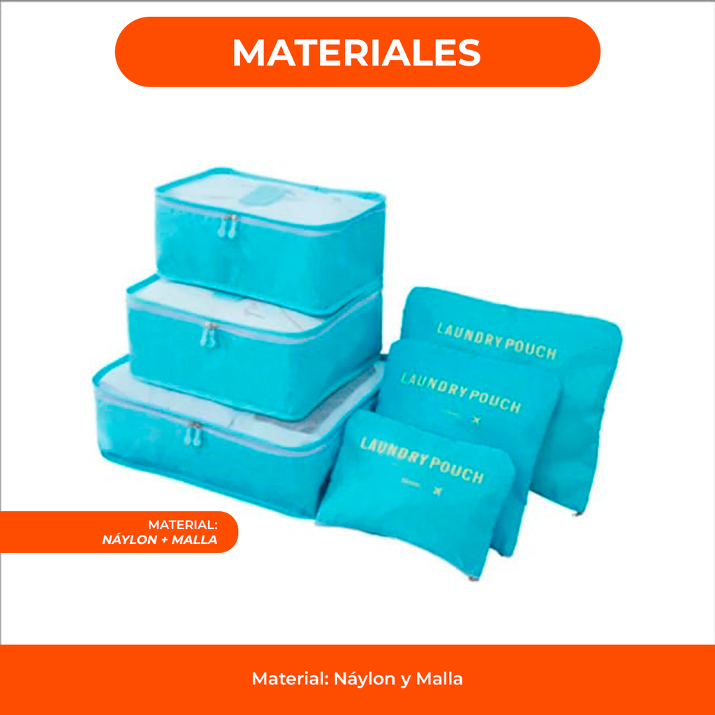 Organizador de Viaje Valija Set 6 Kit Estuche Ropa Neceser