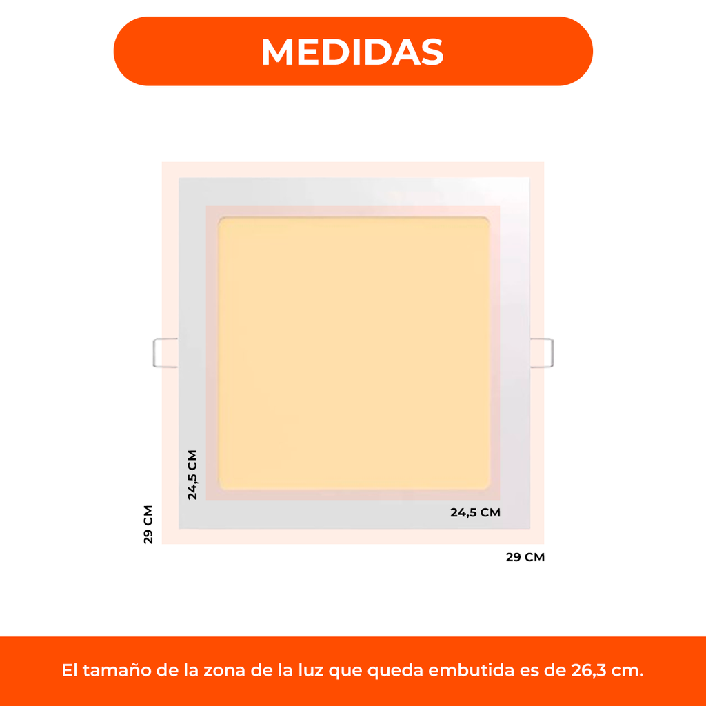 Panel Plafon Led 24w Luz Fria Para Embutir Cuadrado Interior