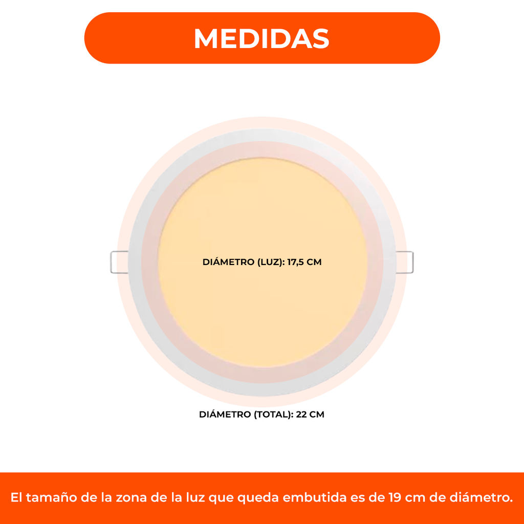 Panel Plafon Led 18w Fria Calida Embutir Redondo Interior