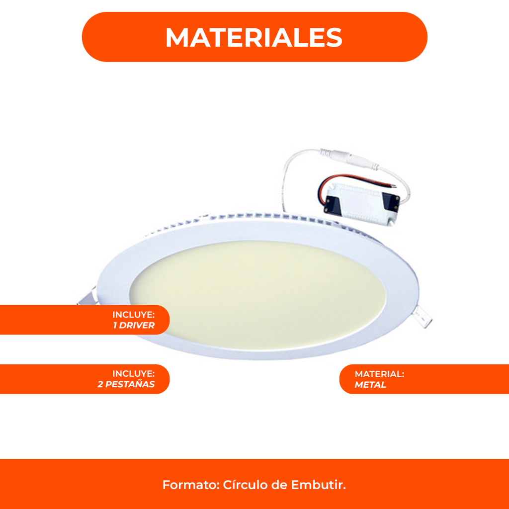 Panel Plafon Led 18w Fria Calida Embutir Redondo Interior