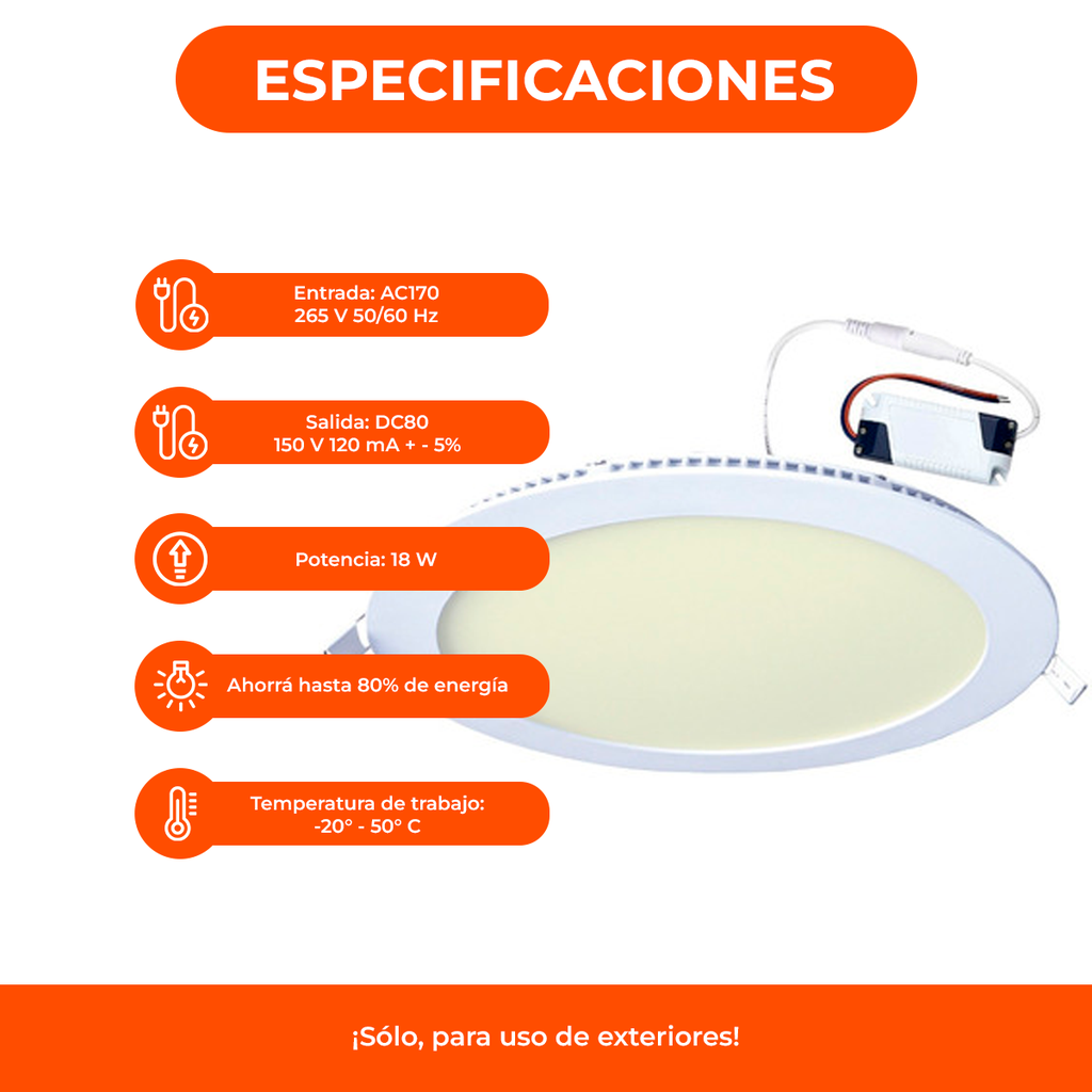 Panel Plafon Led 18w Fria Calida Aplicar Redondo Exterior