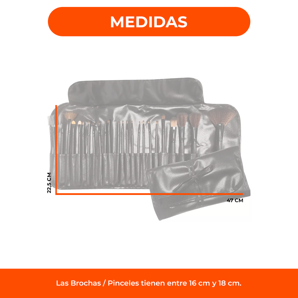 Set X24 Brochas Y Pinceles Para Maquillaje Con Estuche