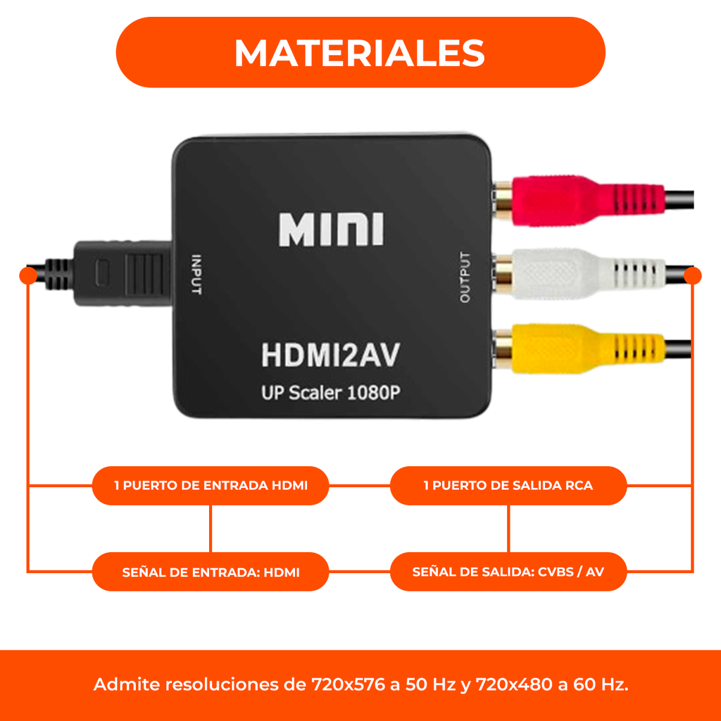 Adaptador Convertidor Hdmi A Rca Av Audio Video Conversor Tv