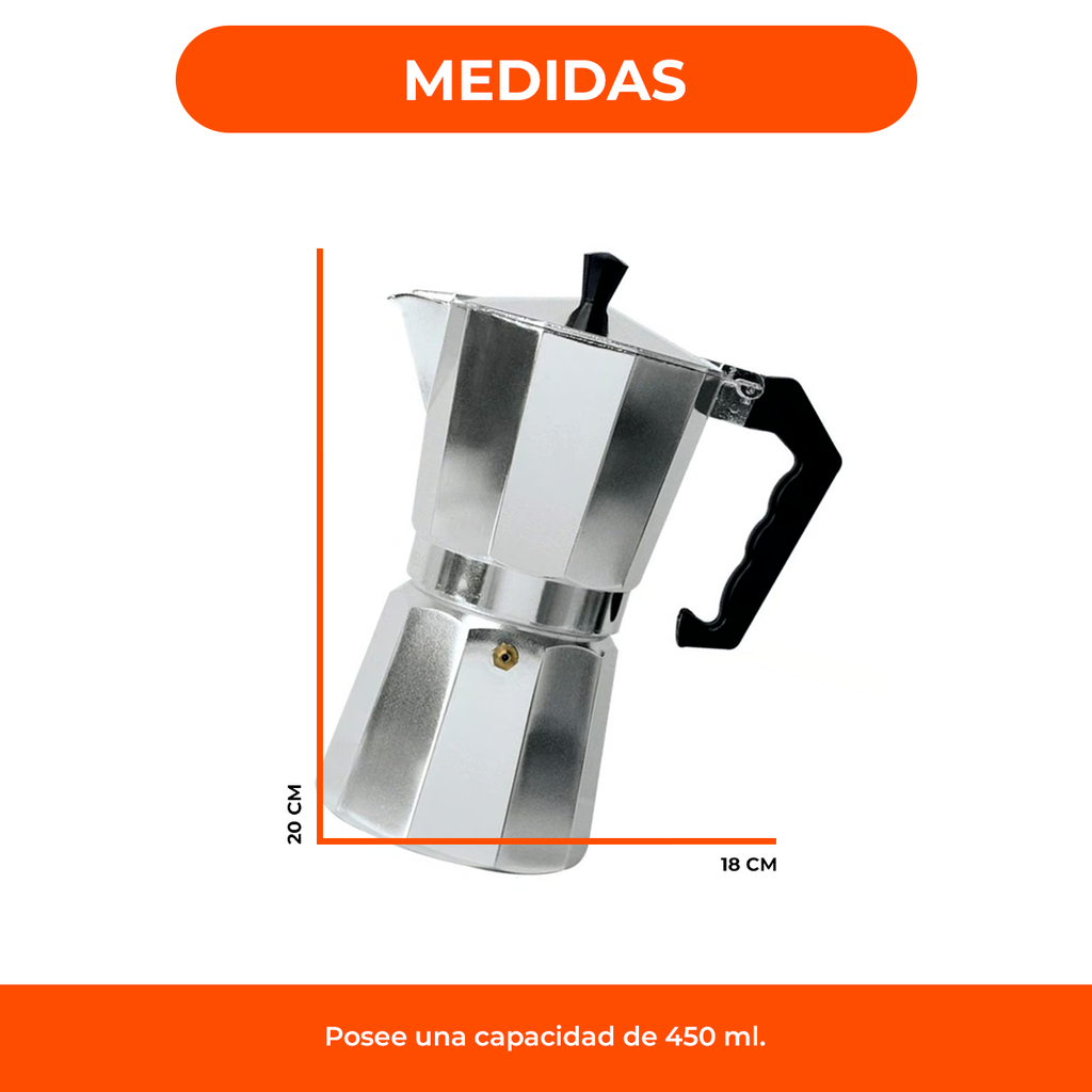 Cafetera Aluminio Italiana Manual Cafe Clasica 9 Pocillos