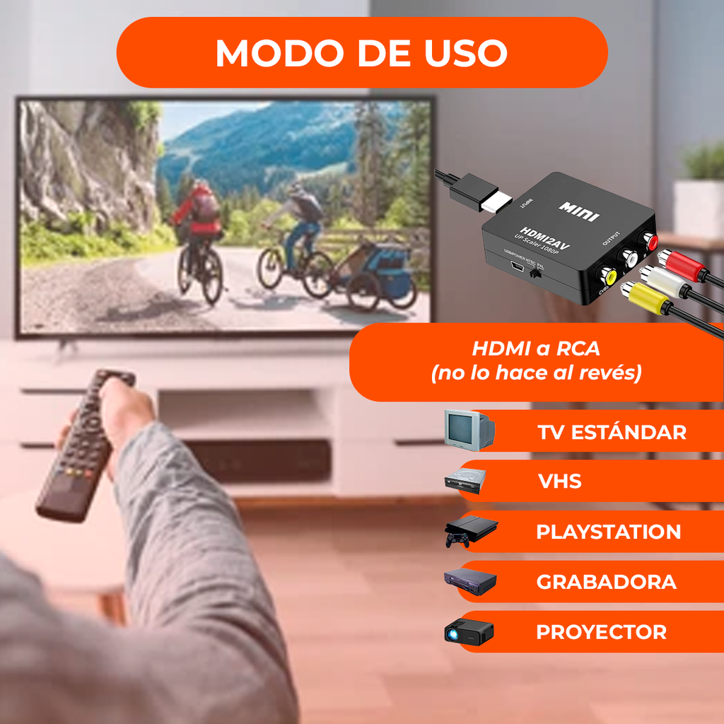 Adaptador Convertidor Hdmi A Rca Av Audio Video Conversor Tv