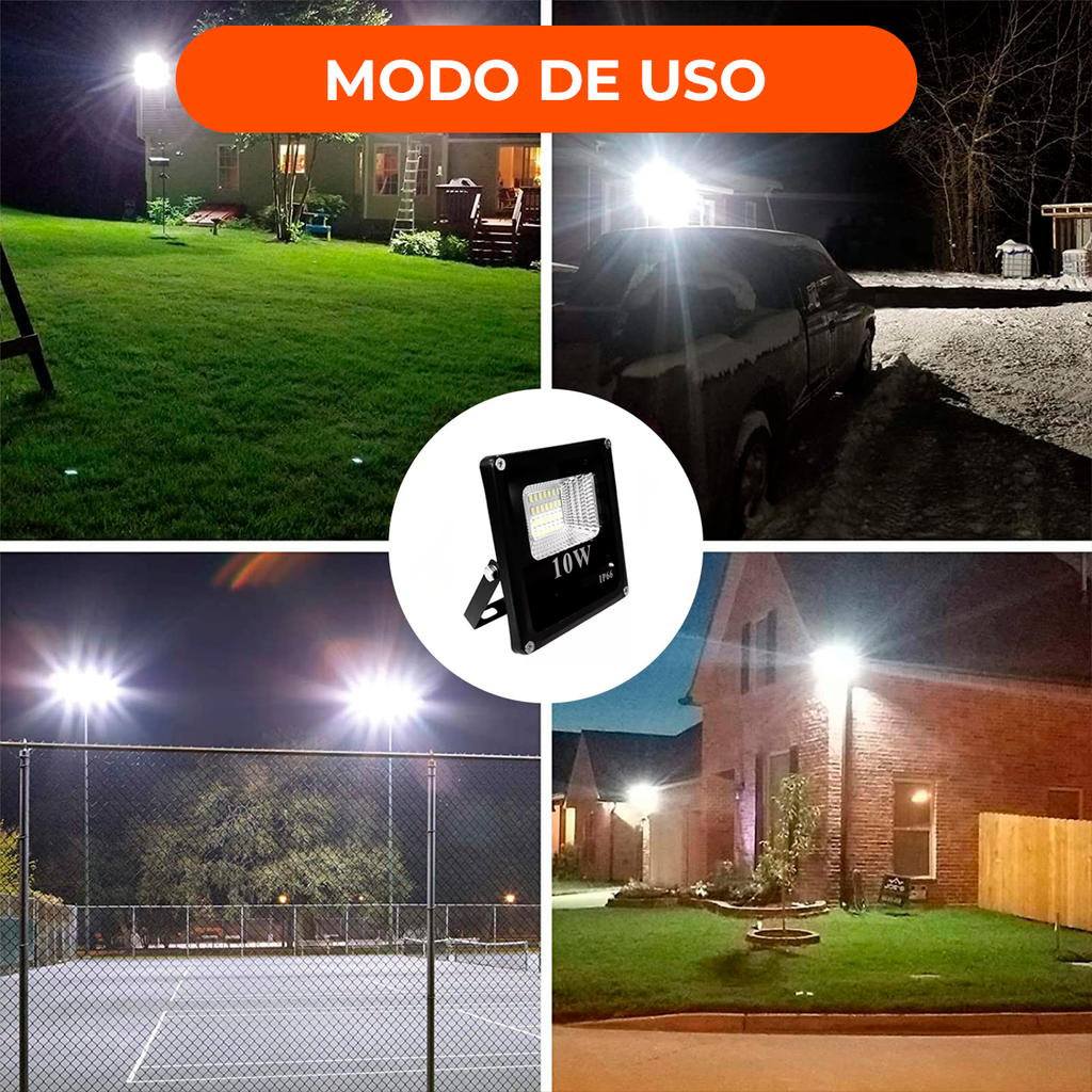 Reflector Led 10w Luz Calida 220v IP65 Exterior