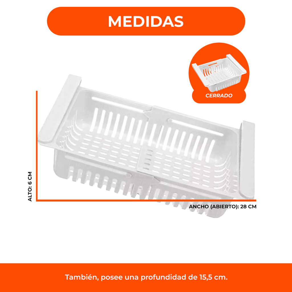 Bandeja Estante Extensible Cajón Para Heladera Recipiente 