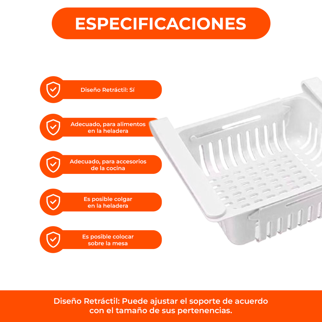 Bandeja Estante Extensible Cajón Para Heladera Recipiente 