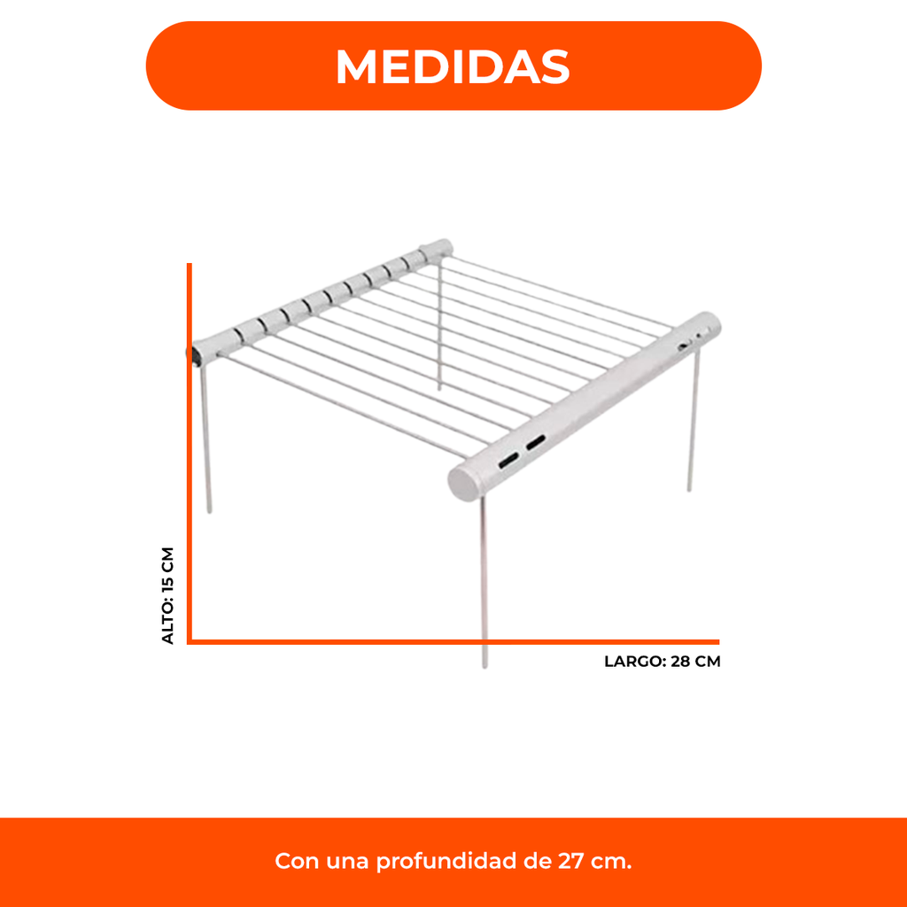 Parrilla Fija o Móvil a Carbón Desarmable 27x30 cm