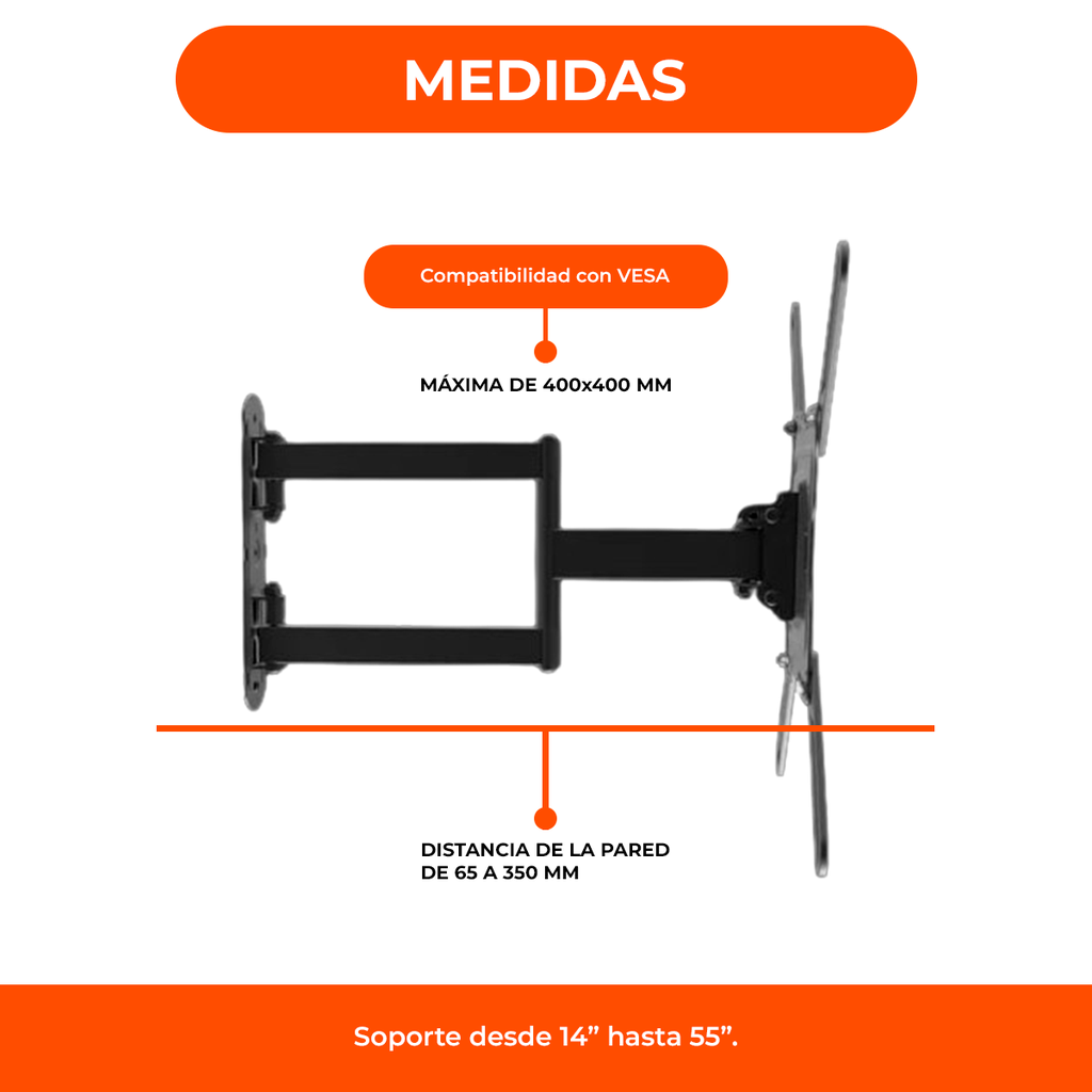 Soporte 14-55 de pared para TV/Monitor de 14" a 55"