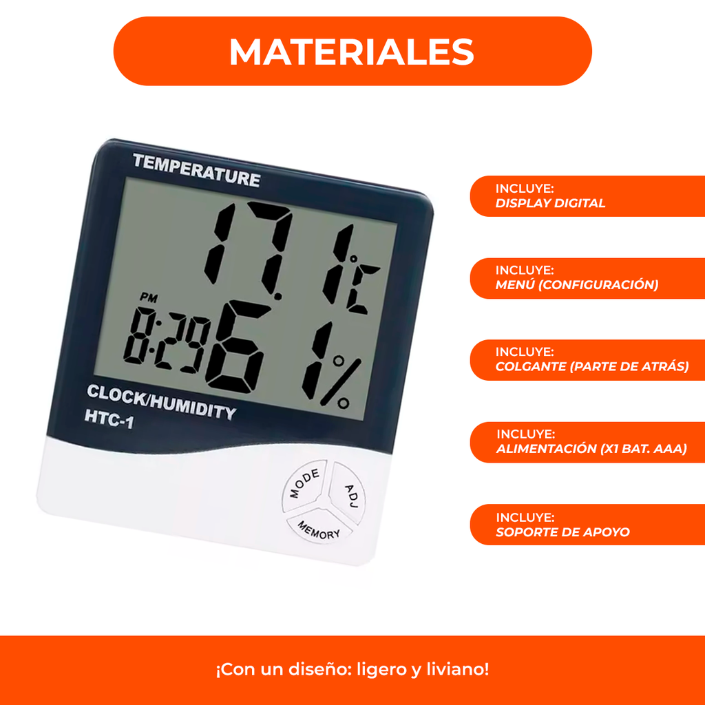 Termometro Higrometro Digital Humedad Temperatura Medidor