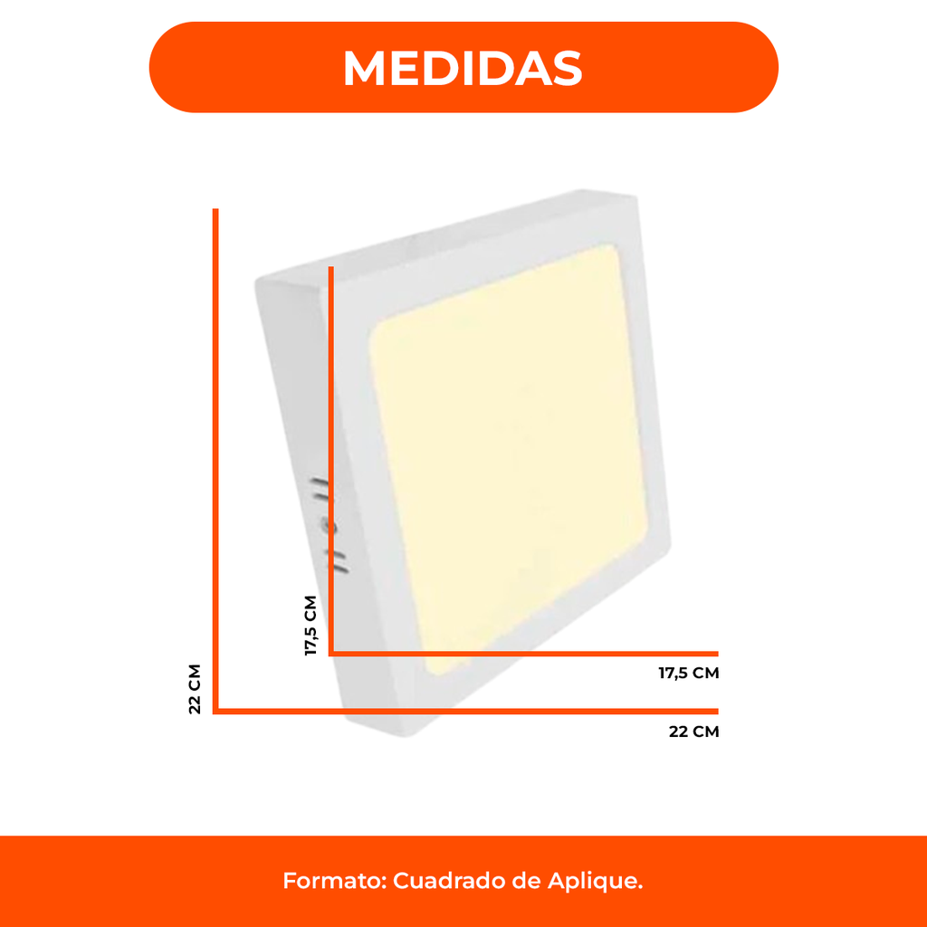 Panel Plafon Led 18w Luz Fria Para Aplicar Cuadrado Exterior