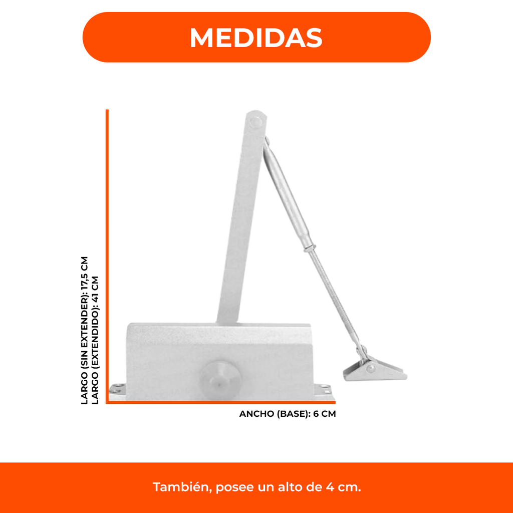 Cierra Puerta Brazo Hidraulico Metal Aereo 45 Kg A 60 Kg