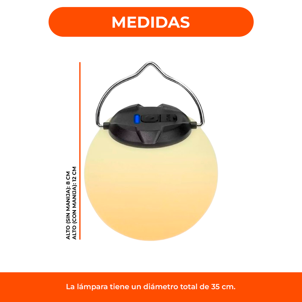 Lámpara Led Colgante Recargable 3 Funciones Portátil Camping