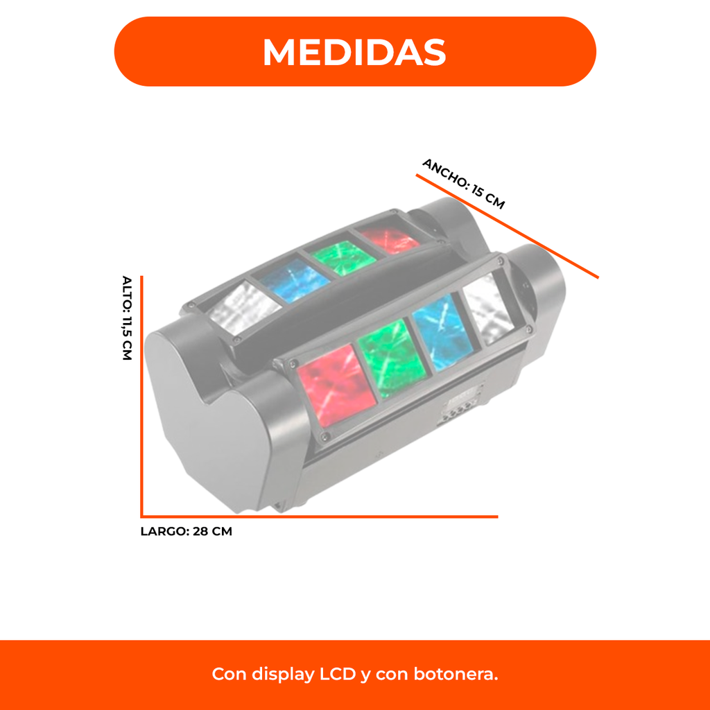 Cabezal Spider Led Rgbw Doble Barra De Led Movil Beam