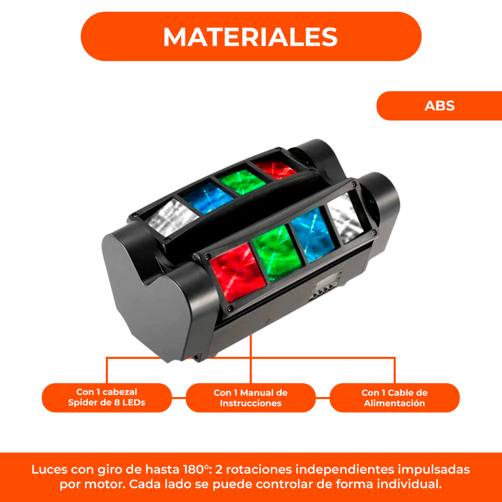 Cabezal Spider Led Rgbw Doble Barra De Led Movil Beam