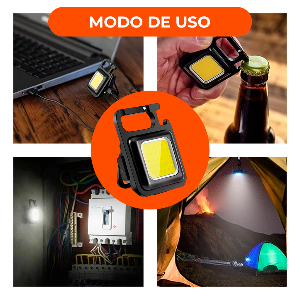 Linterna Led Recargable Usb Potente Iman Llavero Destapador