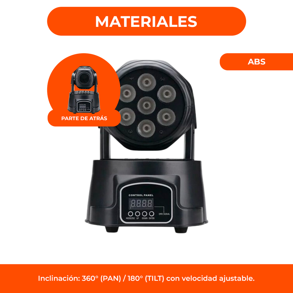 Cabezal Movil 7 Led X 12w Rgbw Robotico Dmx 13 Canales Dj