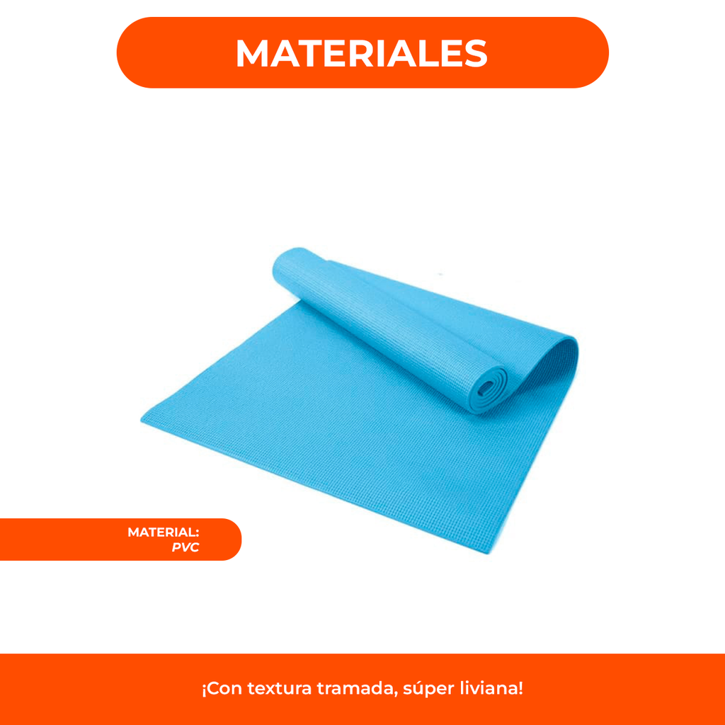 Colchoneta Mat Yoga Pilates Pvc Gimnasia Fitnes 180x60 X6mm