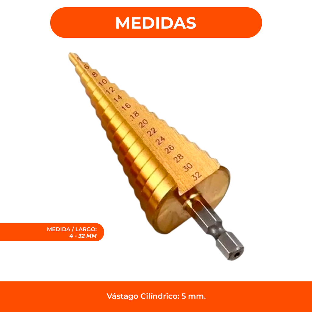 Mecha Escalonada 4-32 mm Titanio 15 Medidas Acero Oferta