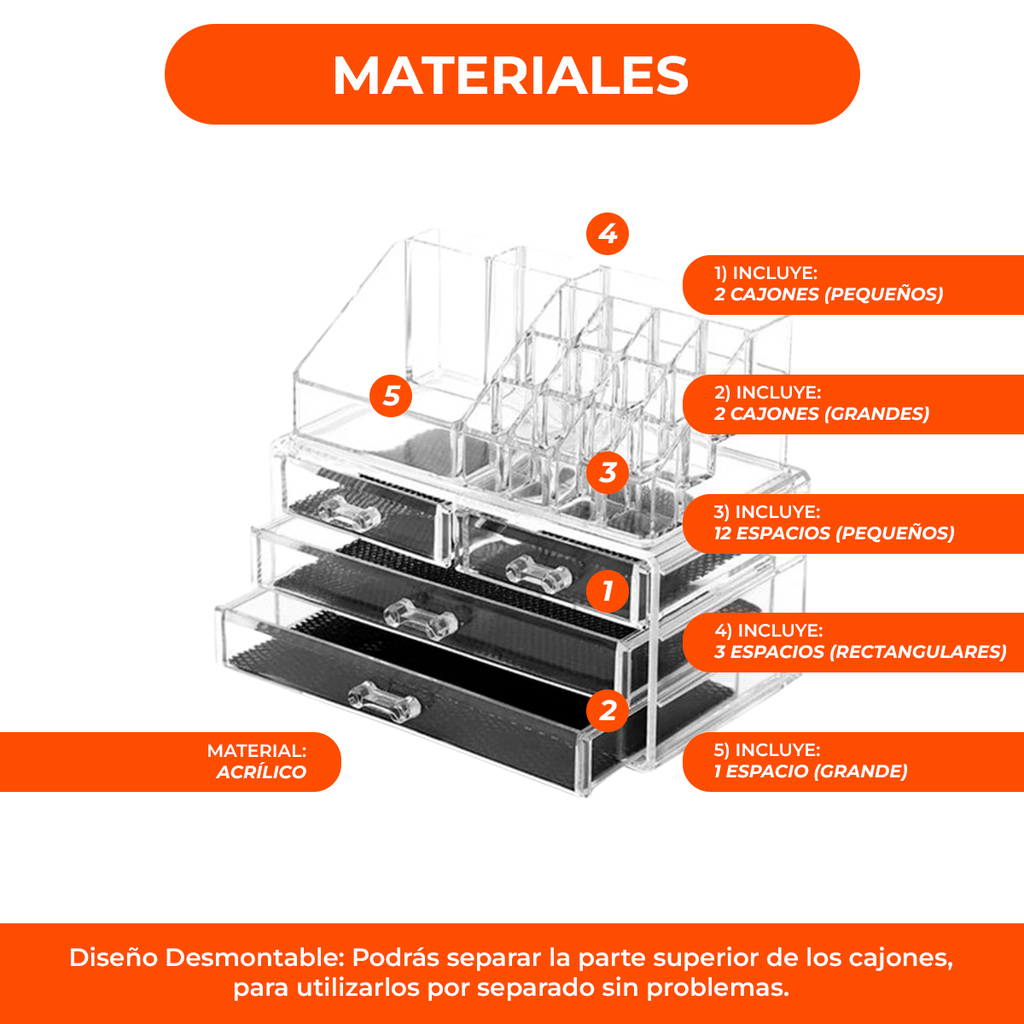 Organizador Maquillaje Alajero Bijouterie Acrilico Accesorio