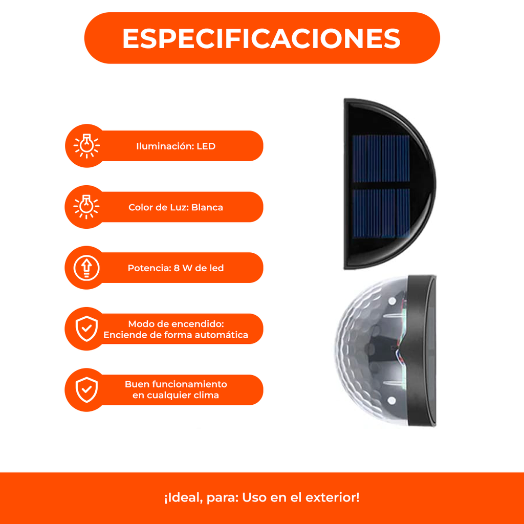 Aplique Led Solar Luz Fría/blanca Exterior Negro