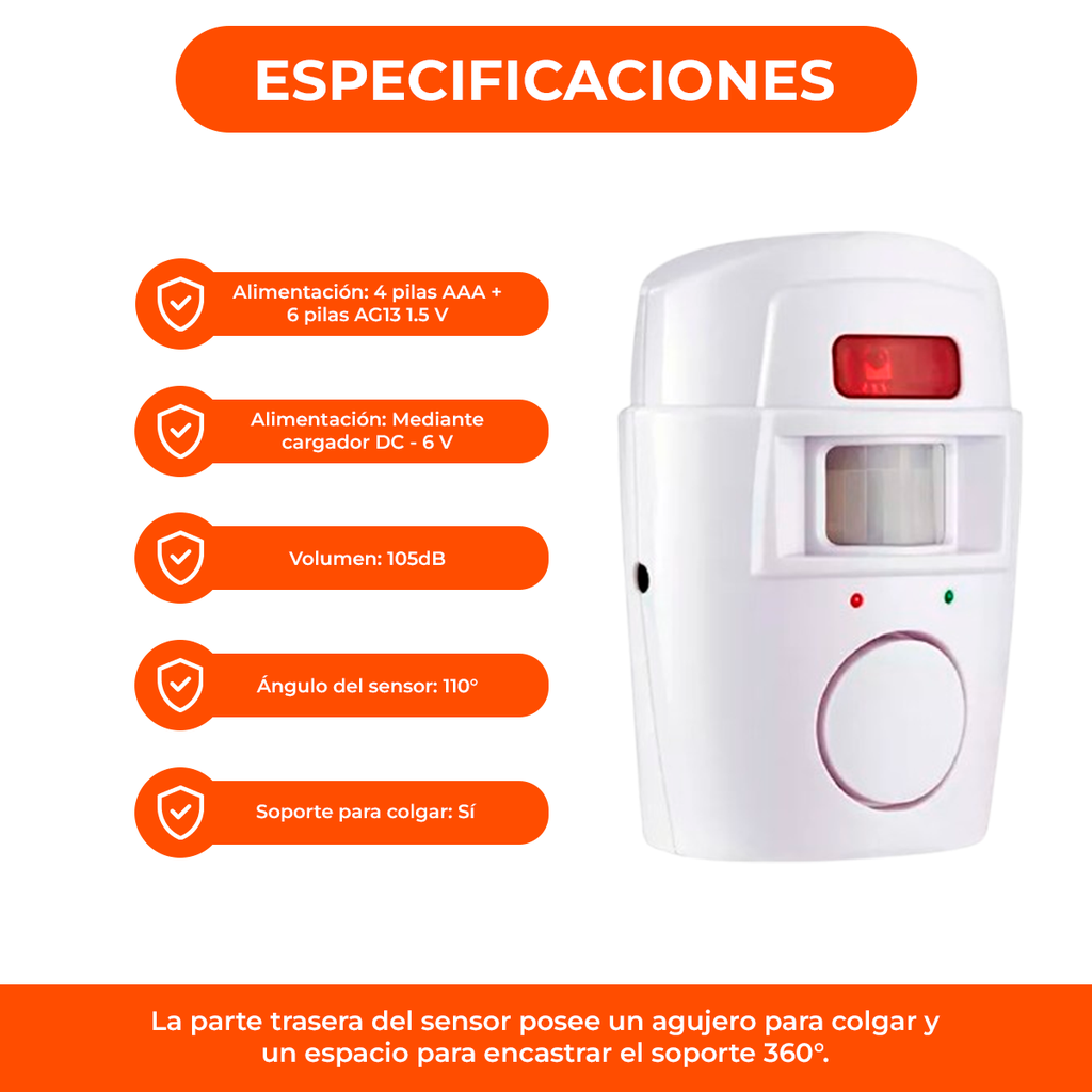 Alarma Con Sensor De Movimiento Infrarrojo Sirena Control R