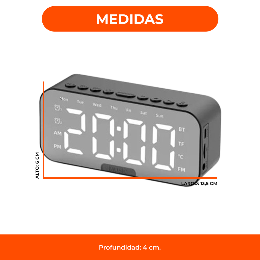 Reloj Despertador Con Pantalla Espejada Lcd Alarma