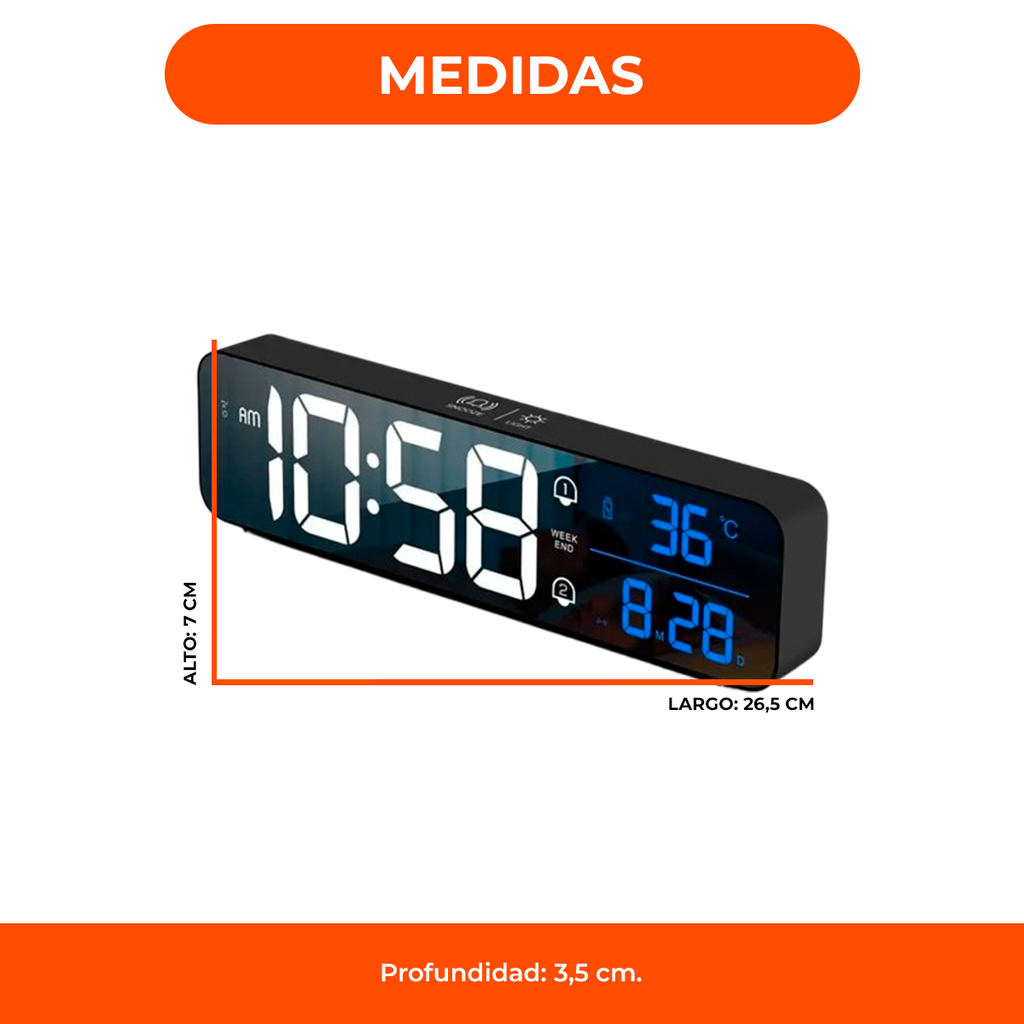 Reloj Despertador Pantalla Led Alarma Temperatura Brillo