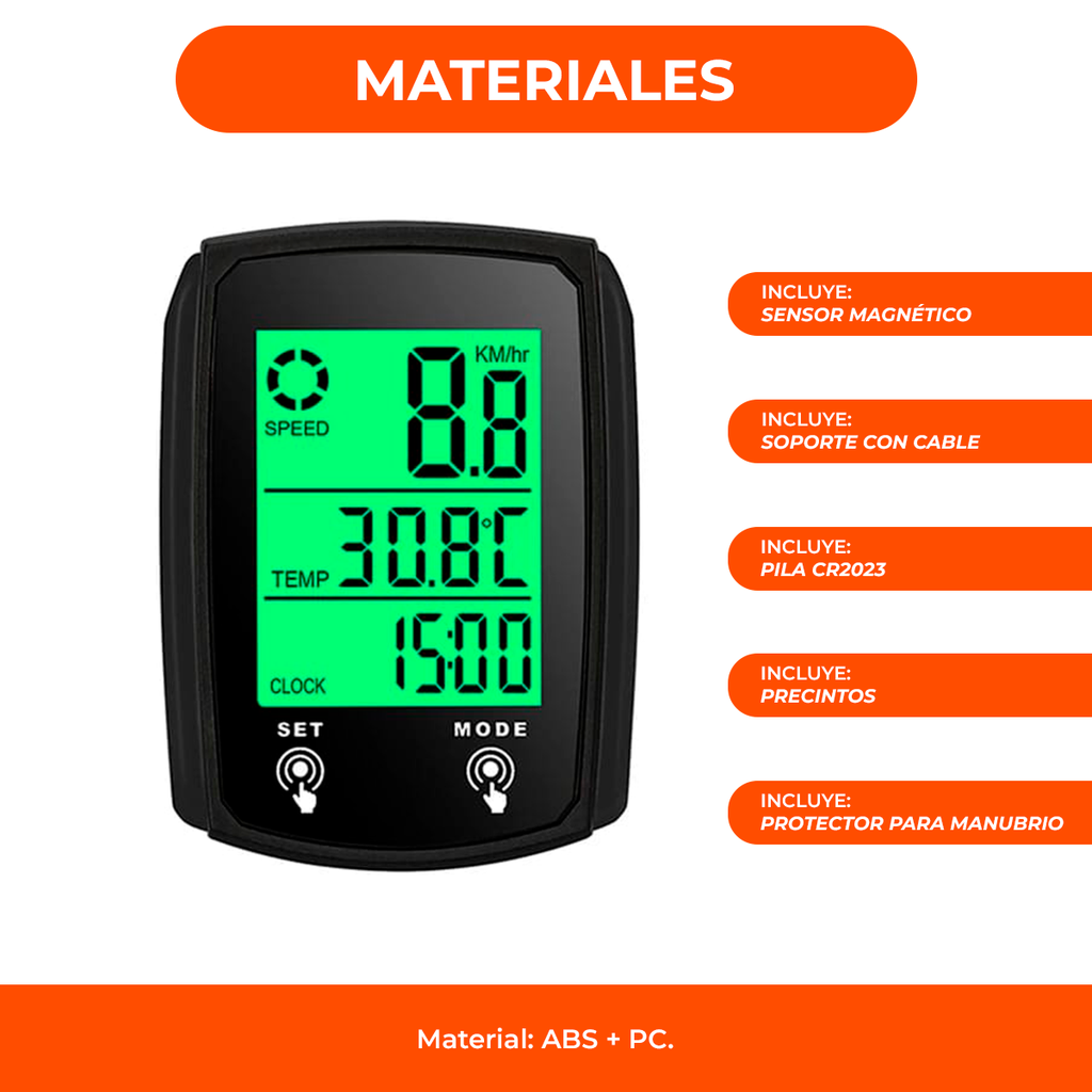 Velocimetro Bicicleta Ciclocomputadora Luz Led 19 Funciones