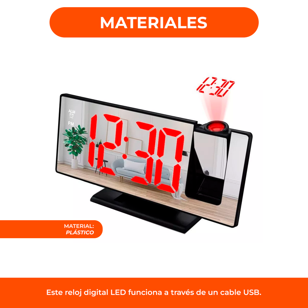 Reloj Digital Alarma Despertador Proyector Luz Led Holograma