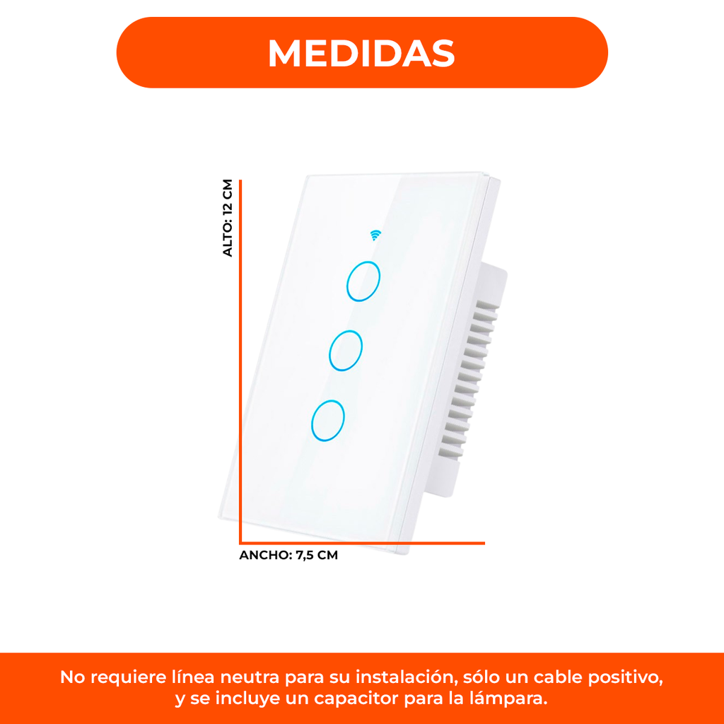 Tecla Smart Pared Blanca 3 Canales Wifi Ac100-240v