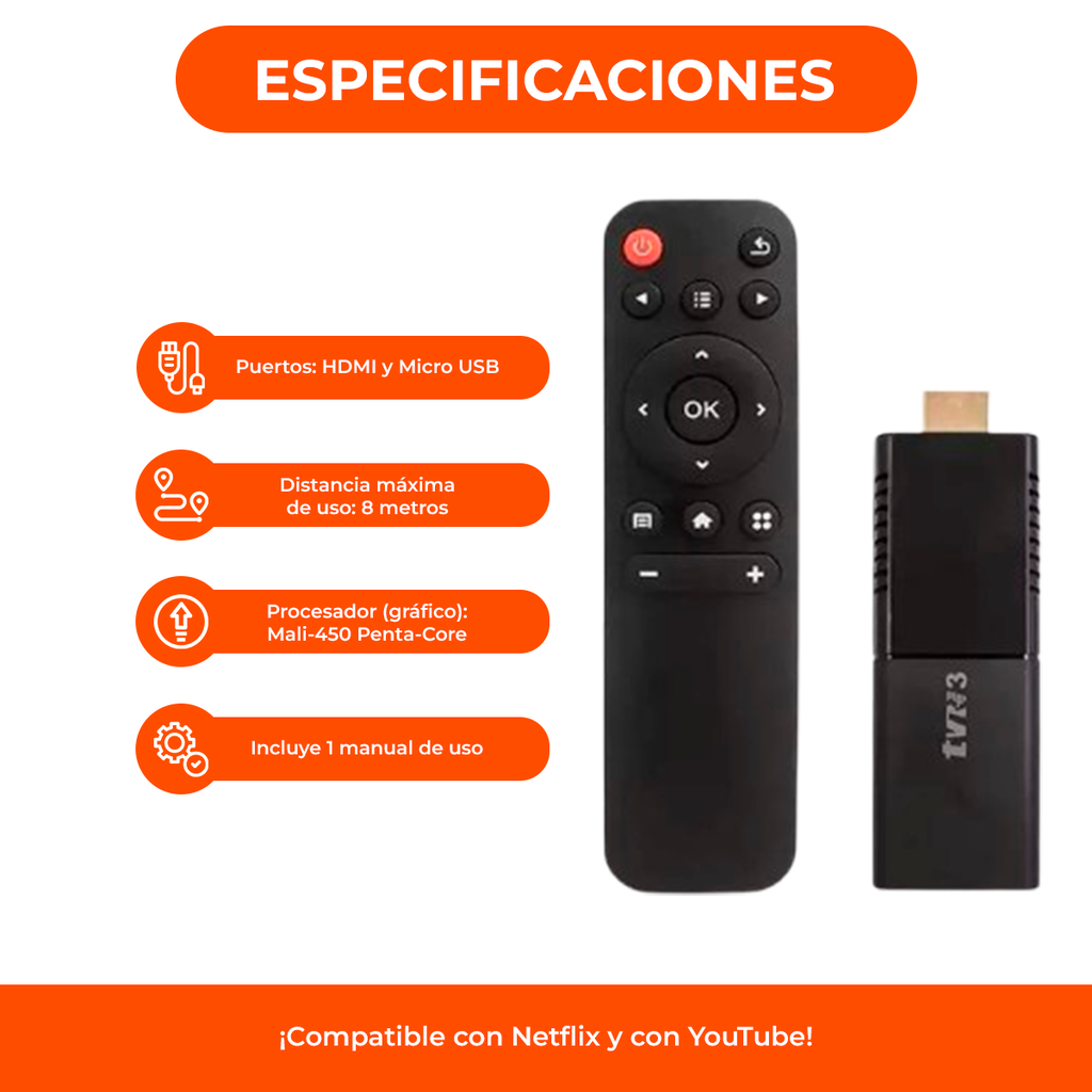 Android Tv Stick Control De Voz 16gb Con 2gb De Ram Ver 2024