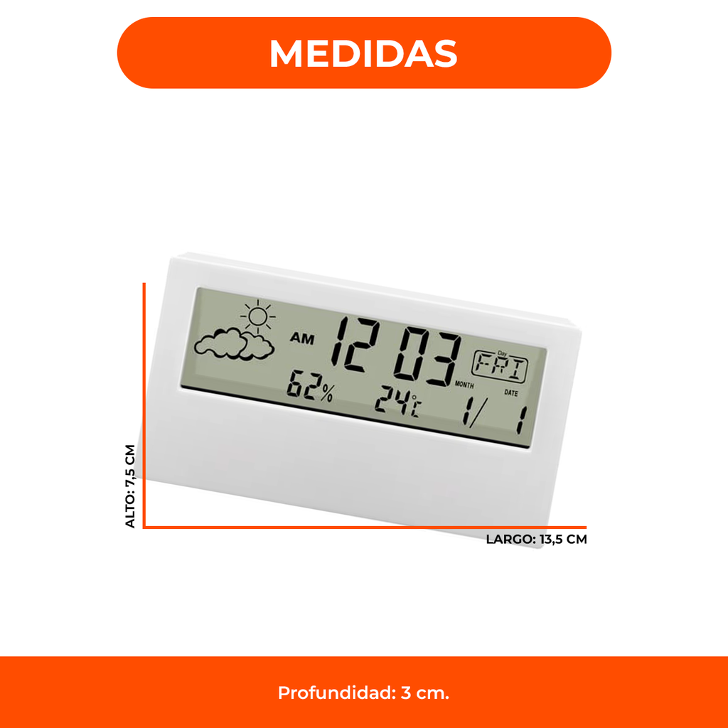 Reloj Digital Despertador Temperatura Fecha Humedad