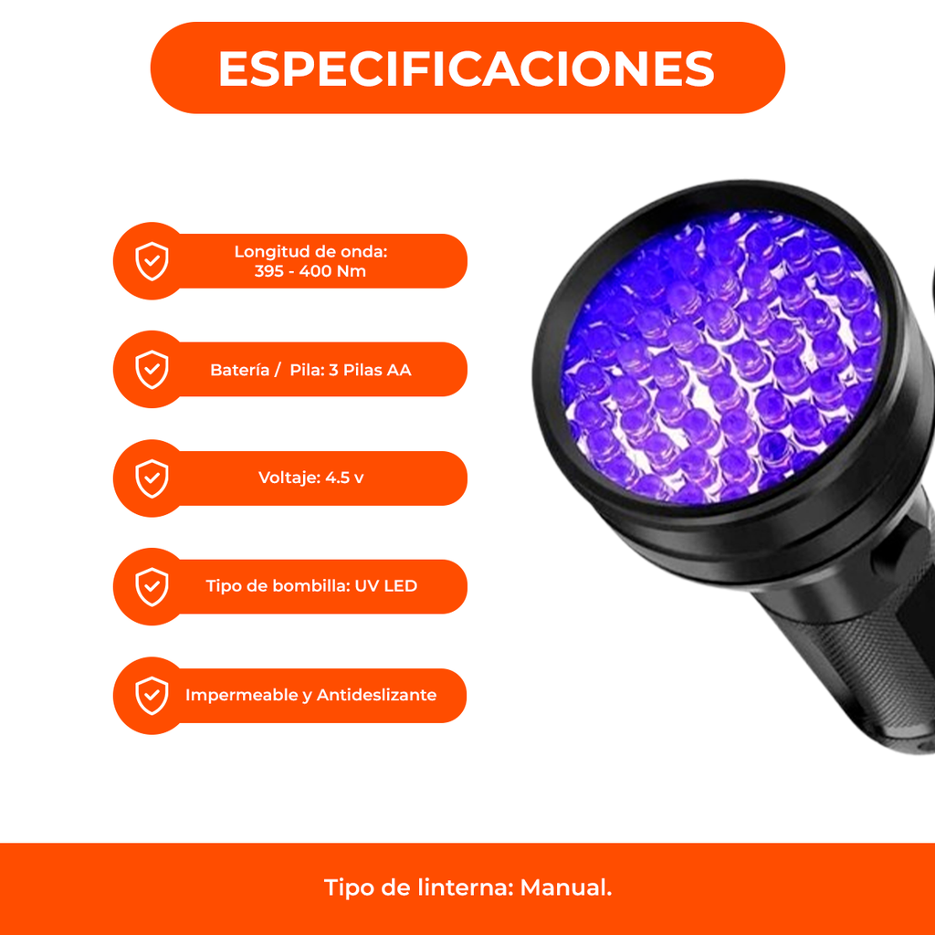 Linterna 51 Led Uv Luz Ultravioleta Detectora Fluidos