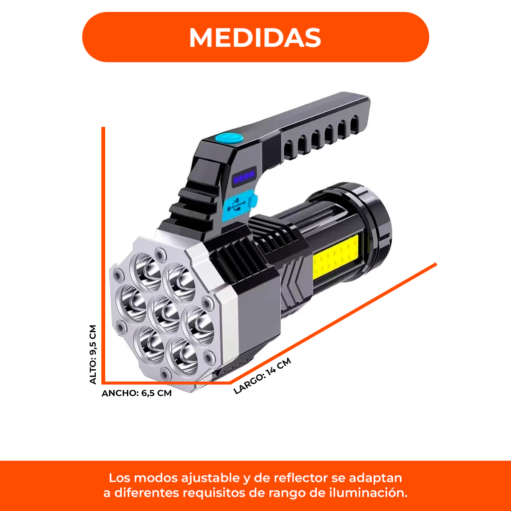 Linterna De Camping Larga Distancia Recargable Emergencia