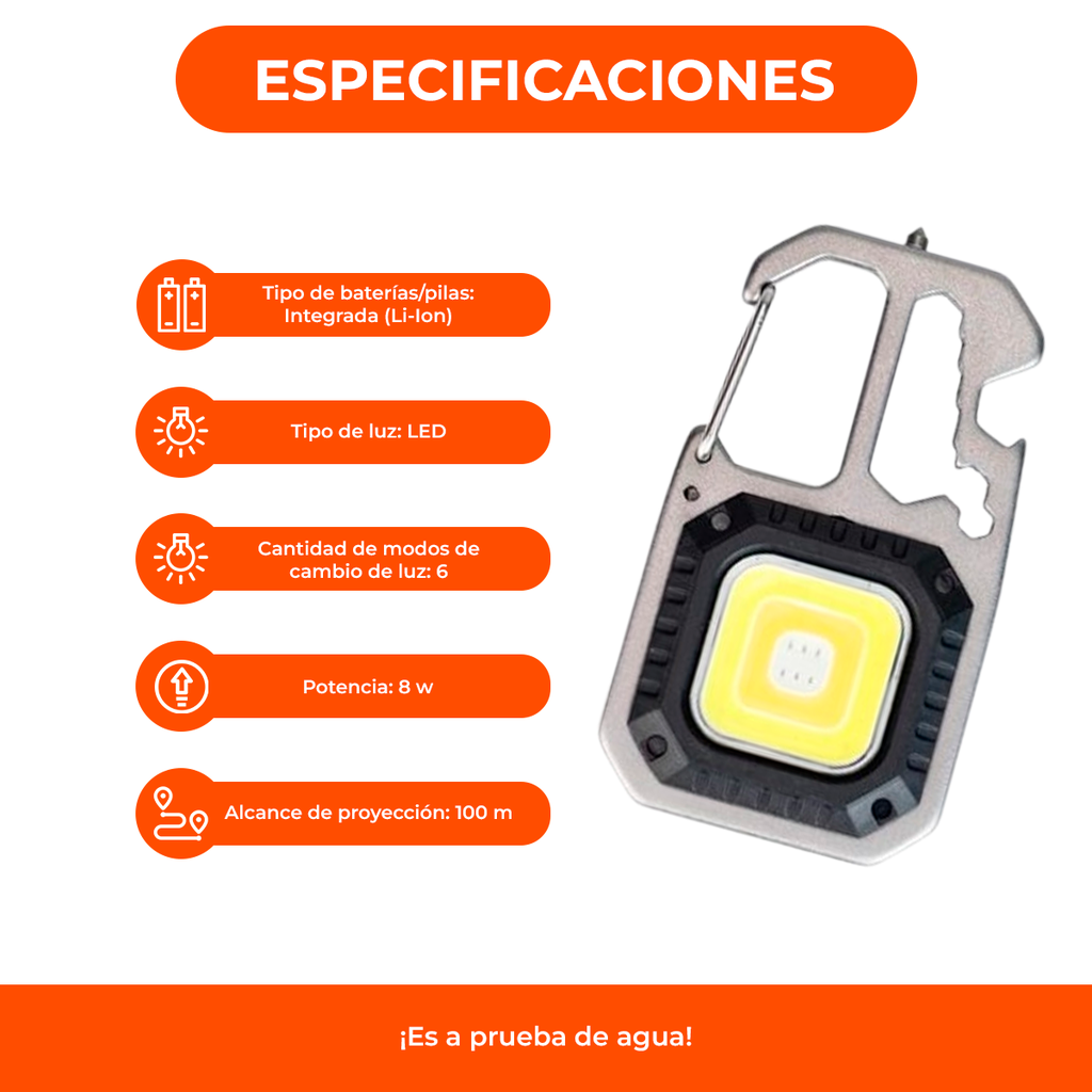 Mini Linterna Llavero Multifunción 7 Modos De Luz