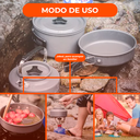 Marmita Camping Aluminio Teflonado Con Funda